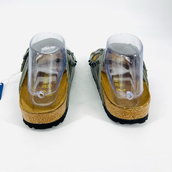 🔥RARE Birkenstock Arizona Stud Rivet Sandal 38 Olive Khaki Green PunkRock Unisex - Picture 7 of 12